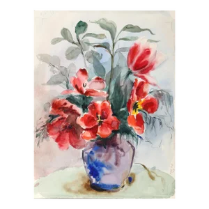1960s "Flowers P6.34" Watercolor Painting by Eve Nethercott