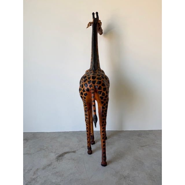 Tall - Vintage Leather-Wrapped Giraffe Sculpture For Sale - Image 4 of 12