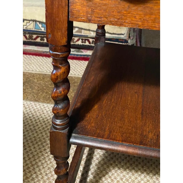 Brown 1930s English Barley Twist 2 Tier Scalloped Side Table For Sale - Image 8 of 12