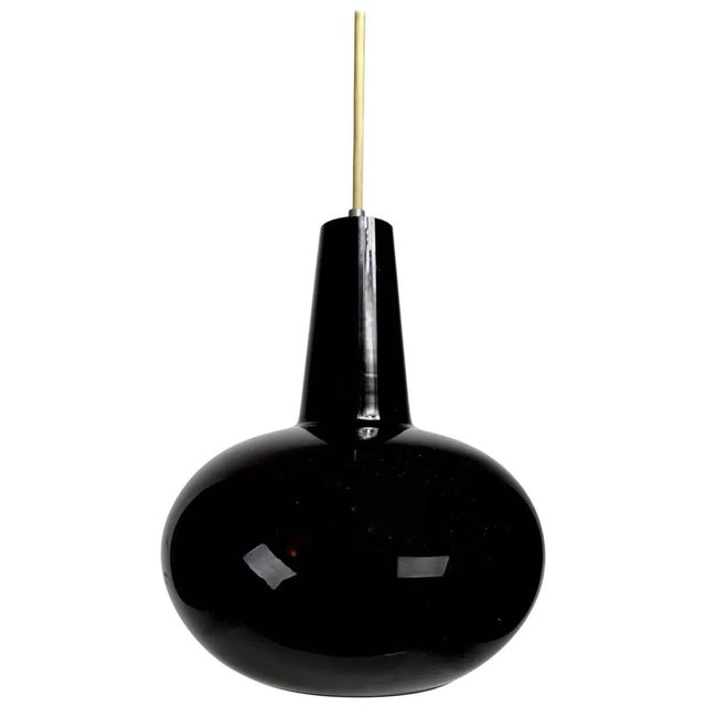 Glass Colored Glass Pendant by Prescolite Black For Sale - Image 7 of 7