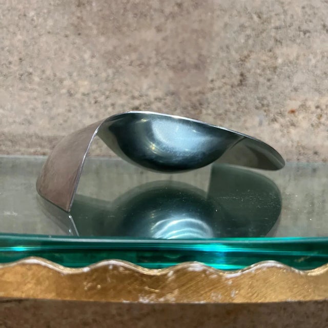 Georg Jensen 1993 Georg Jensen Denmark Sculptural Stainless Please Pass Me Dish For Sale - Image 4 of 10