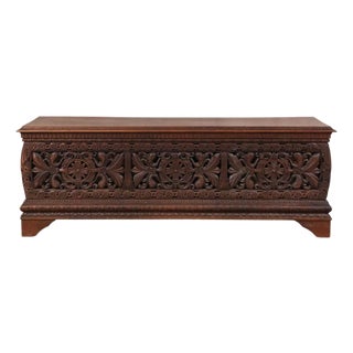 19th Century Italian Carved Oak Cassapanca For Sale
