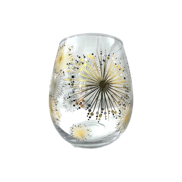 Mid-Century Modern Vintage Mid Century Modern Fitz & Floyd Glass Tumblers Starburst Gold Drinking Glasses- Set of 6 For Sale - Image 3 of 4