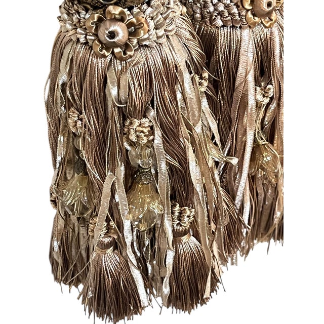 Textile Pair Vintage French Passementerie Tassel Drapery Tiebacks Light Tan For Sale - Image 7 of 7