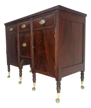 Antique c1880s Solid Mahogany Top Brass Ball & Claw Feet Sideboards Buffet MINT