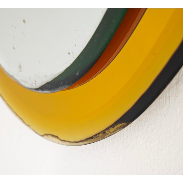 Mid-Century Modern Wall Mirror in Yellow Glass by Cristal Art, Italy, 1960 For Sale - Image 8 of 18