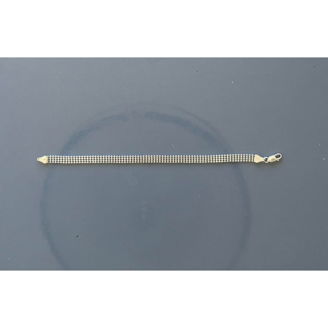 Mid 20th Century Vintage 4 Rows of Microspheres Dainty Silver Bracelet For Sale - Image 5 of 5
