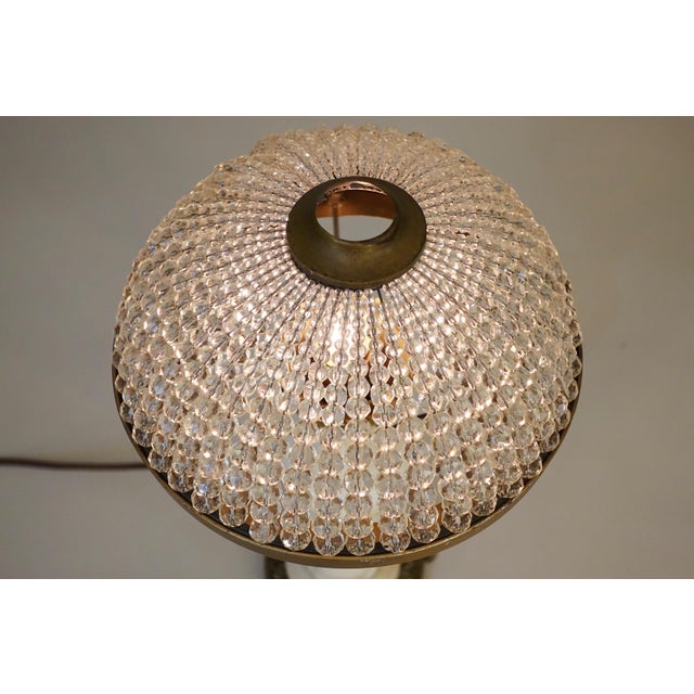 Victorian Hurricane Urchin Glass Ball Dome Shade Brass Marble Table Lamp 1920's For Sale - Image 11 of 12