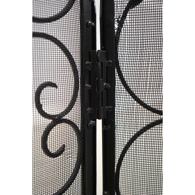French Country Wrought Iron 3 Panel Firescreen For Sale - Image 9 of 12