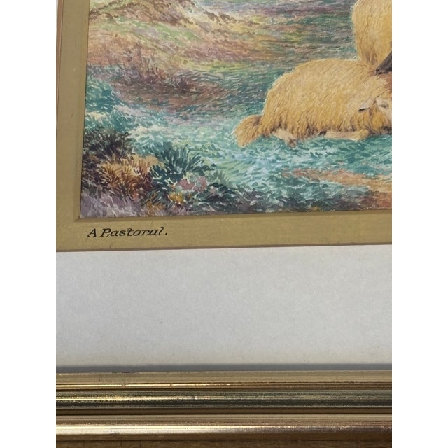 An evocative antique English watercolour titled “A Pastoral” and signed by the artist, M.H. Long. The scene depicts a...