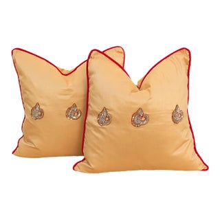 Pair of Ojas Zardozi Pillows For Sale