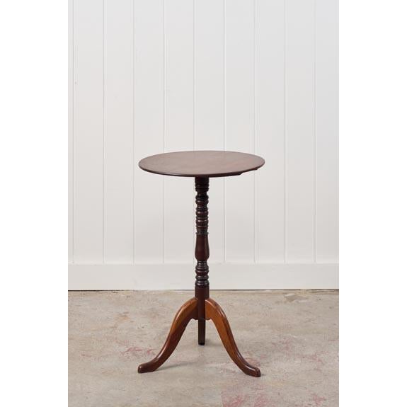 English 19th Century Yew + Walnut Side Table W/ Ring Turned Pedestal For Sale - Image 3 of 6