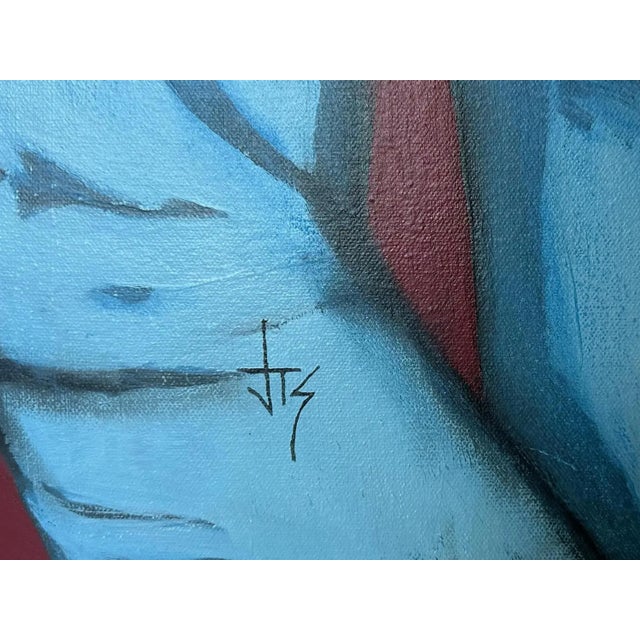 Textile “Rugged Self” Cowboy Painting, Original Abstract Large Southwestern Portrait Art by JTS For Sale - Image 7 of 9