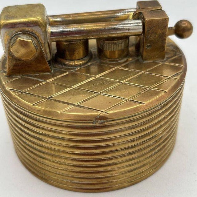 Mid-Century "Brilux" for Dunhill Brass Lift-Arm Table Lighter, Switzerland For Sale - Image 10 of 11