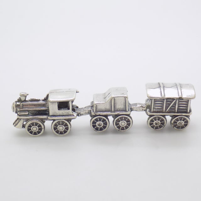 1980s Vintage Italian Handmade Silver Train Figurine, 1980s For Sale - Image 5 of 11