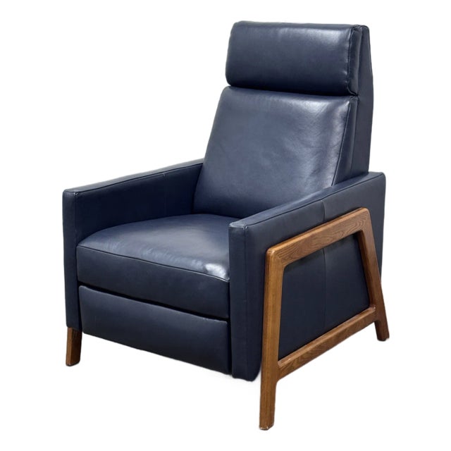 West Elm Spencer Wood-Frame Leather Recliner For Sale