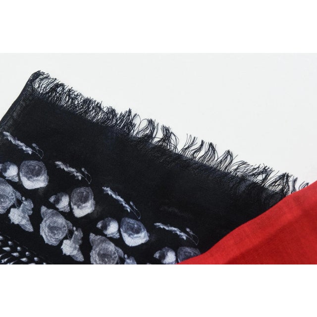 1980s Vintage Givenchy Light Wool Nautical Large Square Scarf or Shawl, Red, Black, White For Sale - Image 5 of 9