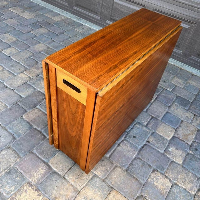 Vintage Mid-Century Modern Space Saver Minimalist Hide Away Dropleaf Table W/ 4 Hidden Folding Chairs, Romania, C. 1960's For Sale In Las Vegas - Image 6 of 10