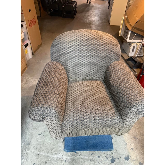 1980s Vintage Donghia Custom Upholstered Club Chair & Matching Ottoman, Circa 1990’s For Sale - Image 5 of 6
