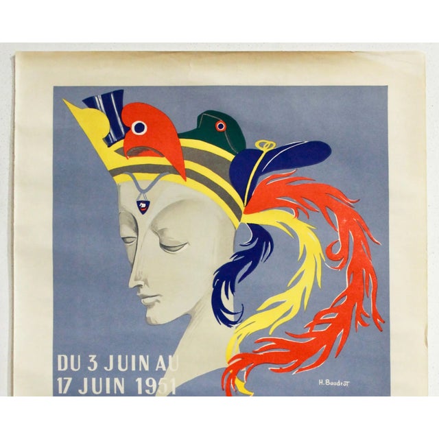 Illustration 1951 French Exhibition Poster, Histoire De Paris, H. Baudtot For Sale - Image 3 of 5