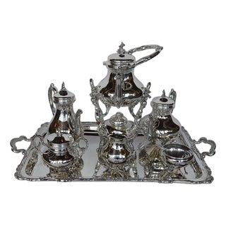 19th Century Peruvian Sterling Silver Tea & Coffee Service With Tray - 7 pcs For Sale