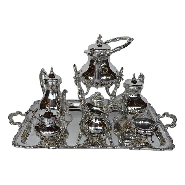 19th Century Peruvian Sterling Silver Tea & Coffee Service With Tray - 7 pcs For Sale