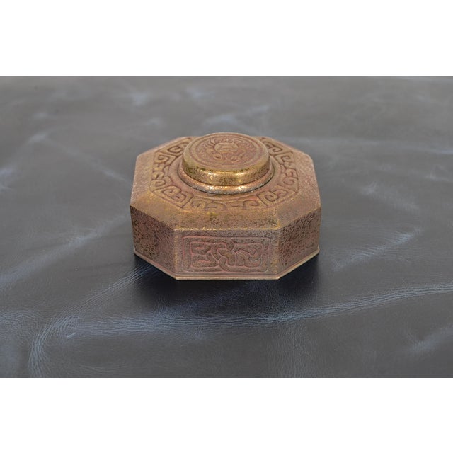 Art Deco Tiffany Studios New York Zodiac Bronze Inkwell For Sale - Image 3 of 12