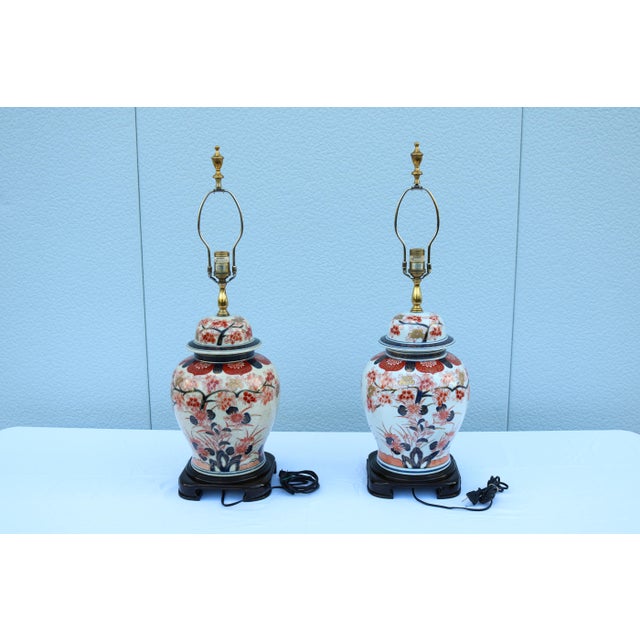 Late 20th-Century Wildwood Japanese Imari Porcelain Ginger Jar Table Lamps, a Pair For Sale - Image 10 of 18