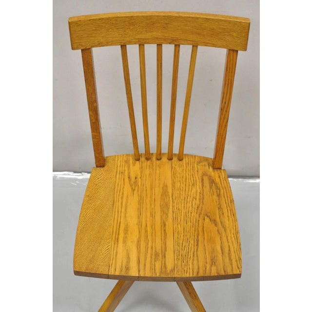 Early 20th Century Mission Arts & Crafts Oak Wood Small Child’s School Desk Chair For Sale - Image 4 of 11