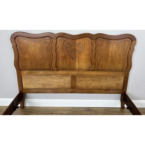 Vintage French Louis XVI Double Bed Frame in Oak For Sale - Image 5 of 11