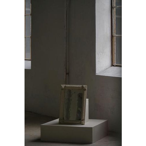 Hand-Carved Tramp Art Style Wall Mirror with White Painted Frame, Early 1900s For Sale - Image 9 of 18