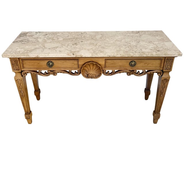 Late 20th Century Century Furniture Neoclassical Marble Top Console Table Made in Italy For Sale In San Diego - Image 6 of 15