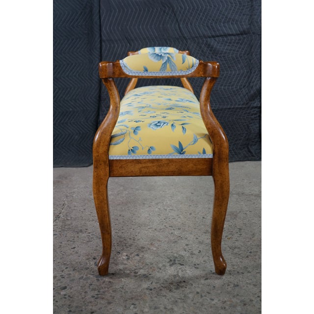 Yellow Vintage Minton Spidell French Provincial Style Walnut Window Bench & Pillows For Sale - Image 8 of 18