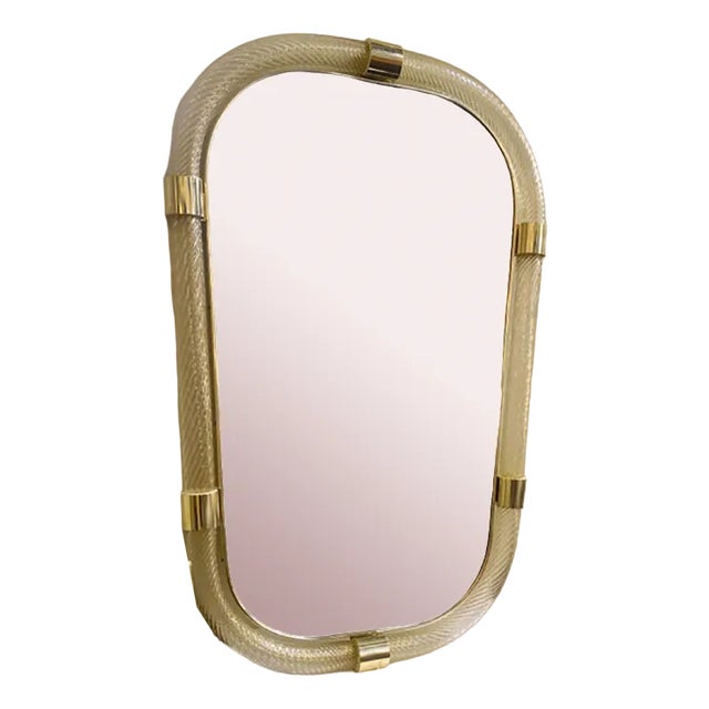 Torciglione Gold Murano Glass Wall Mirror by Simoeng For Sale