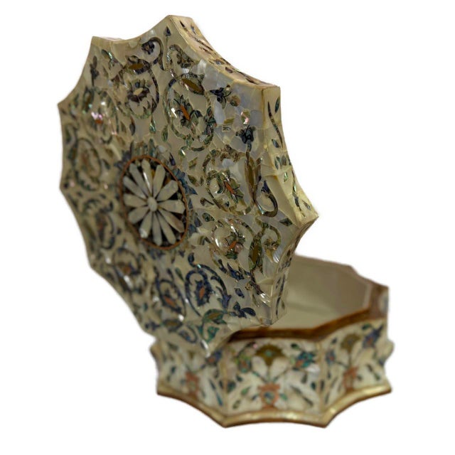 2020s Handmade Wooden Jewelry Box With Mother of Pearl Inlay – Luxury Trinket Storage Box For Sale - Image 5 of 7