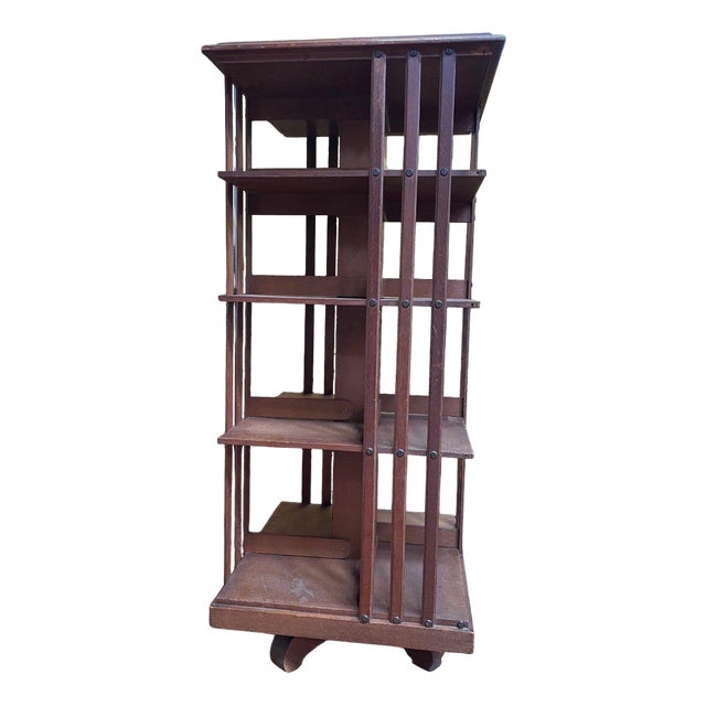 Revolving Bookcase in Oak by G. Borgeaud, Paris, France For Sale