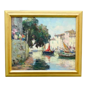 Impressionist French Coastal Oil Painting Martigues. Andre Beronneau