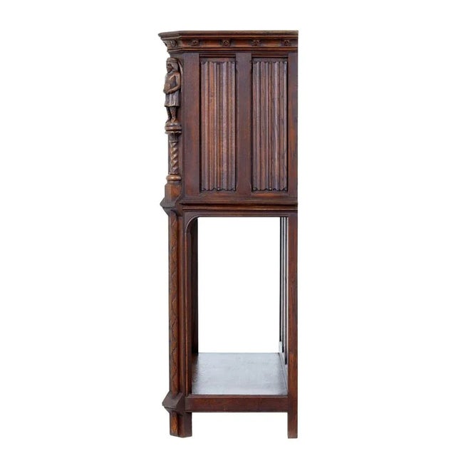 Early 20th Century Renaissance Revival Carved Oak Cupboard, 1890s For Sale - Image 3 of 9