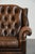 Vintage English Cowhide Chesterfield Wing Armchair For Sale - Image 9 of 13