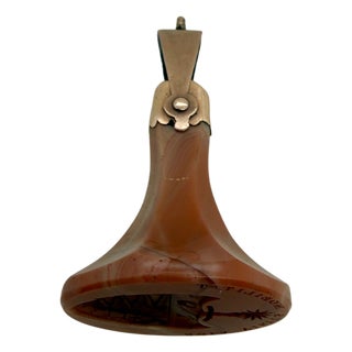 Early 19th Century 10k Gold and Carved Agate Intaglio Fob Seal Charm, Henderson Armorial For Sale