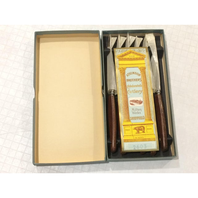 Mid Century Atkinson Brothers Celebrated Cutlery Milton Works Steak Knives Made in Sheffield, England - Set of 6 For Sale - Image 12 of 13