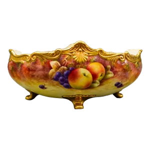 Mid 20th Century Coalport England Richard Budd Signed Hand Painted Fruit Centerpiece Bowl