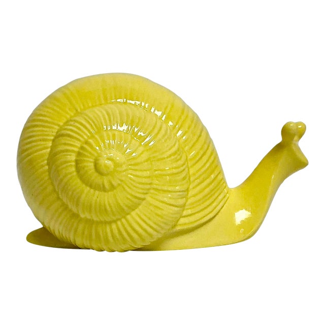 Mid-Century Folk Art Boho Chic Hollywood Regency Ceramic Snail Figural, Large For Sale