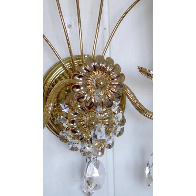 Brass & Lead Crystal Wall Lamp from Palwa, 1960s For Sale - Image 4 of 11