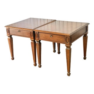 Hekman Furniture Louis XVI Banded Cherry End Tables - A Pair For Sale