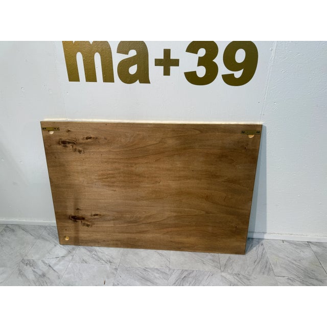 Mid-Century Italian Mirror With Teal Ribbed Frame and Brass Accents 1970s For Sale - Image 4 of 7