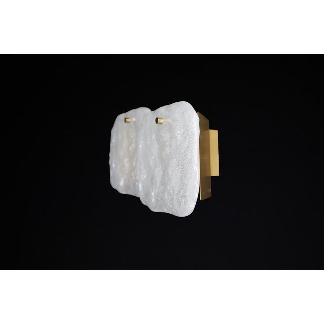 Ice Glass Panel and Brass Wall Light from Kalmar, Austria, 1960s For Sale - Image 9 of 11