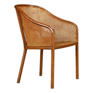 Attributed to Ward Bennett Steam-Bent Oak and Cane Armchair for Brickel Associates, C. 1970s For Sale