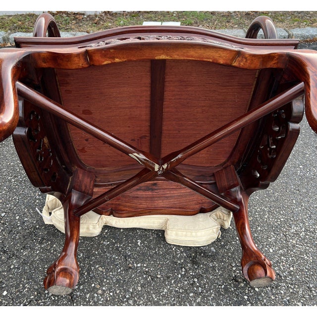 Exquisite Pair of 20th-Century Chinese Hand-Carved Rosewood Dragon Armchairs For Sale - Image 12 of 12