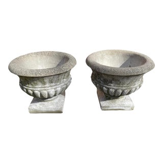 Vintage Concrete Planter Urns - Set of 2 For Sale